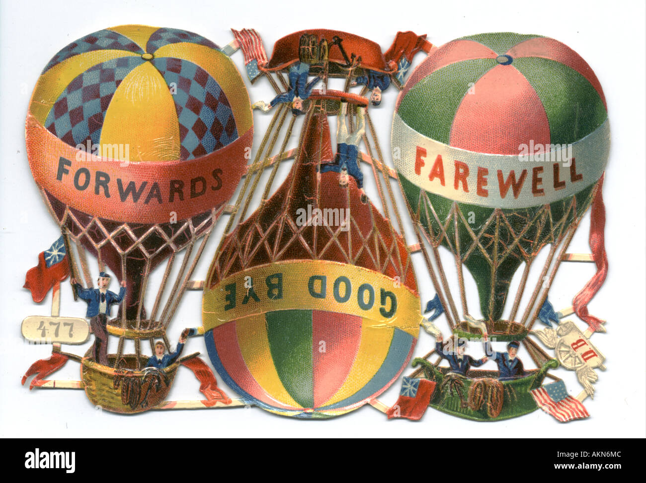 Uncut chromolithographed die cut scraps of balloons circa 1880 Stock Photo