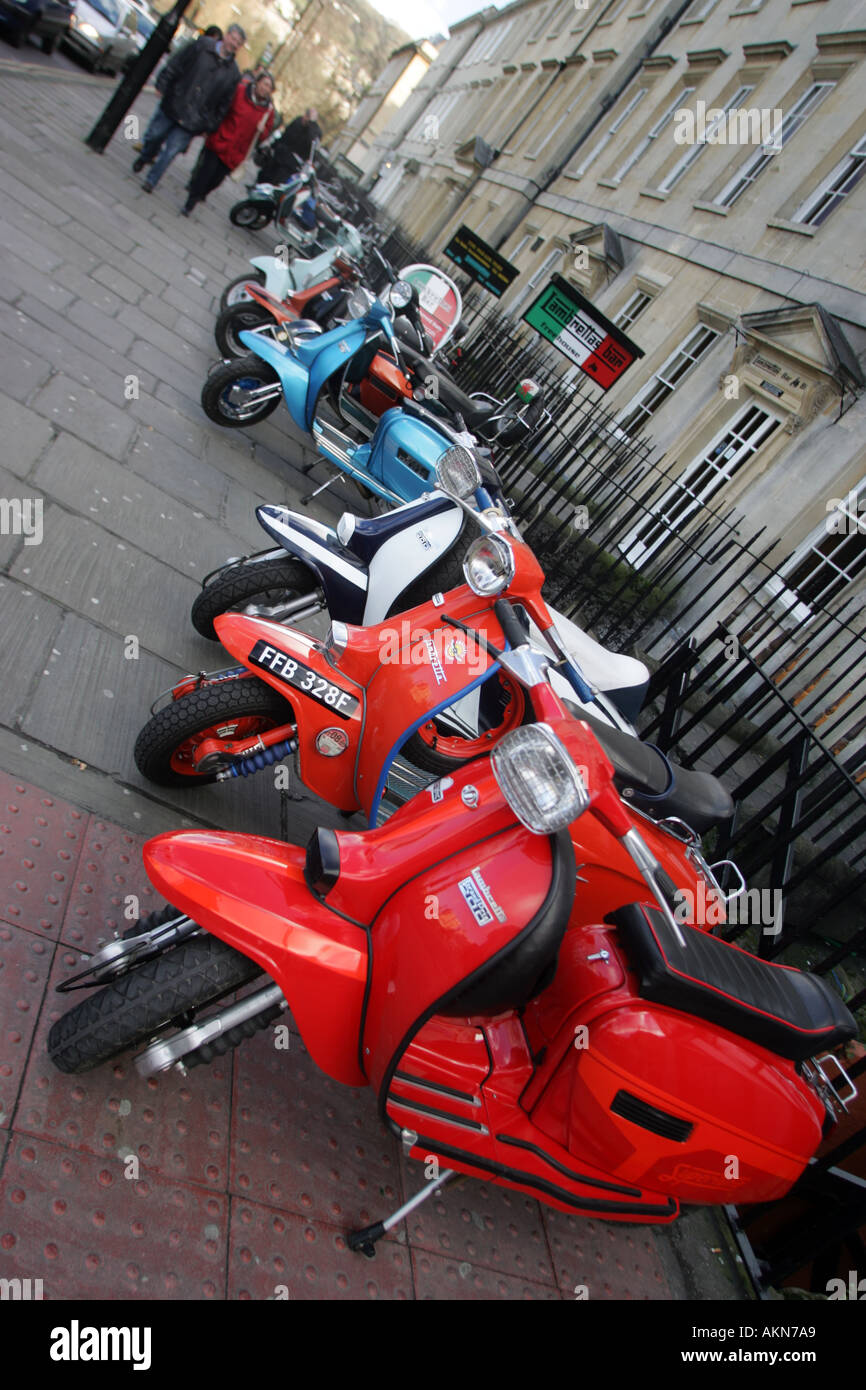 scooters aotside a cafe in bath england Stock Photo