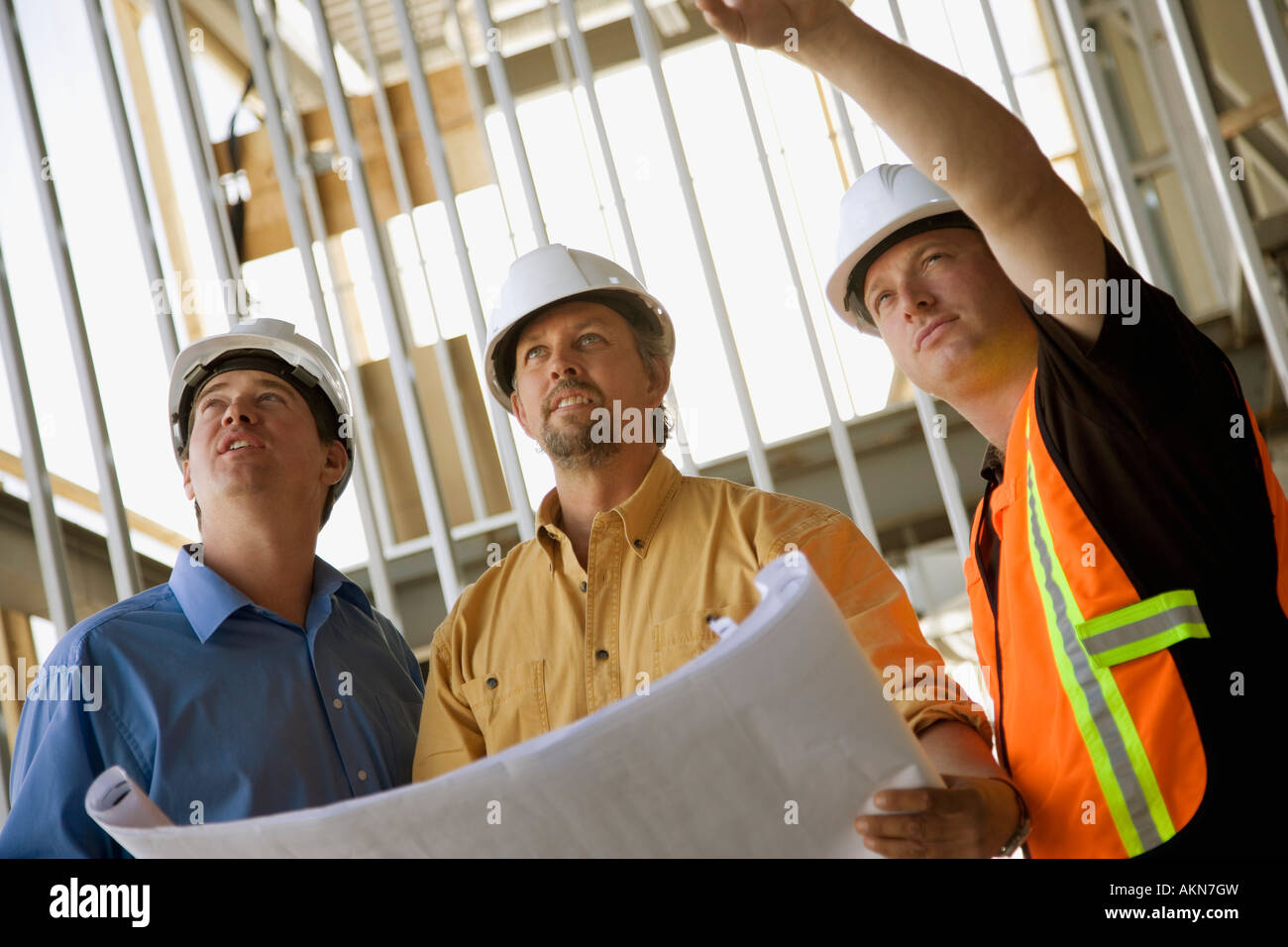 Discussing the architecture of new construction Stock Photo Alamy