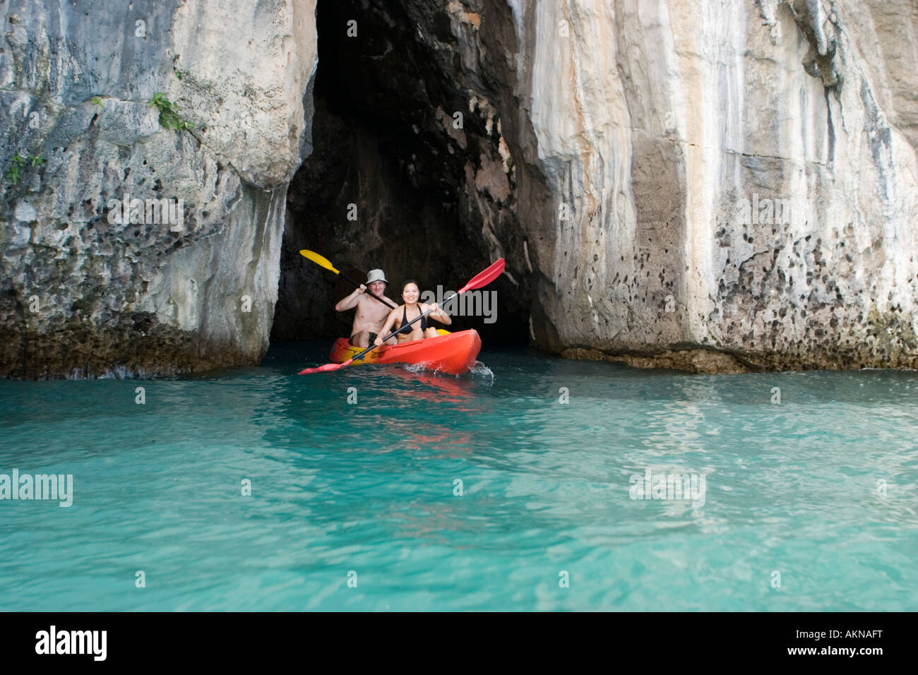 Couple Kayaking Ko Hong Island Lagoon Phang Nga Bay Krabi Thailand Stock Photo Alamy