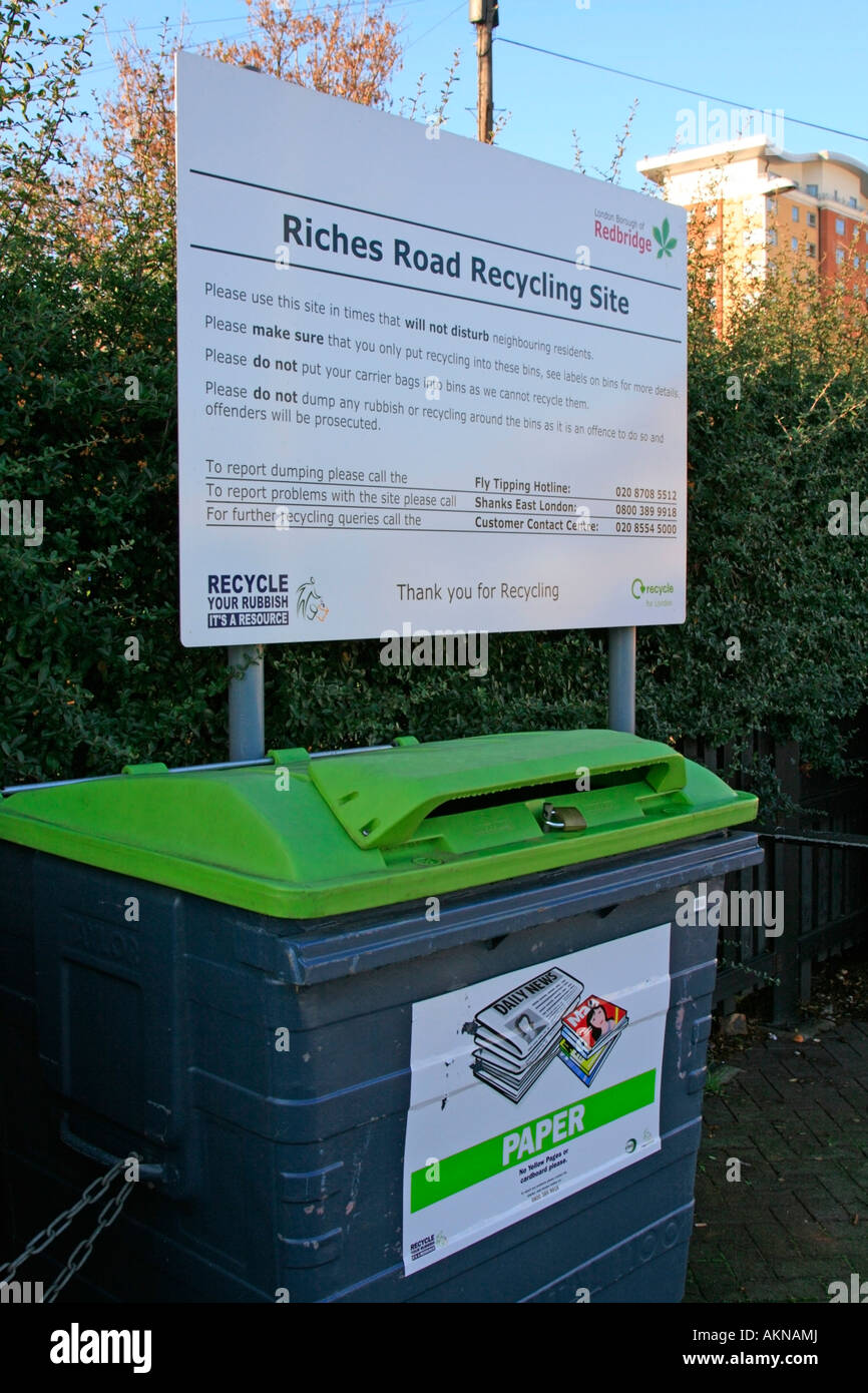 london borough of redbridge recycling point ilford essex england uk gb