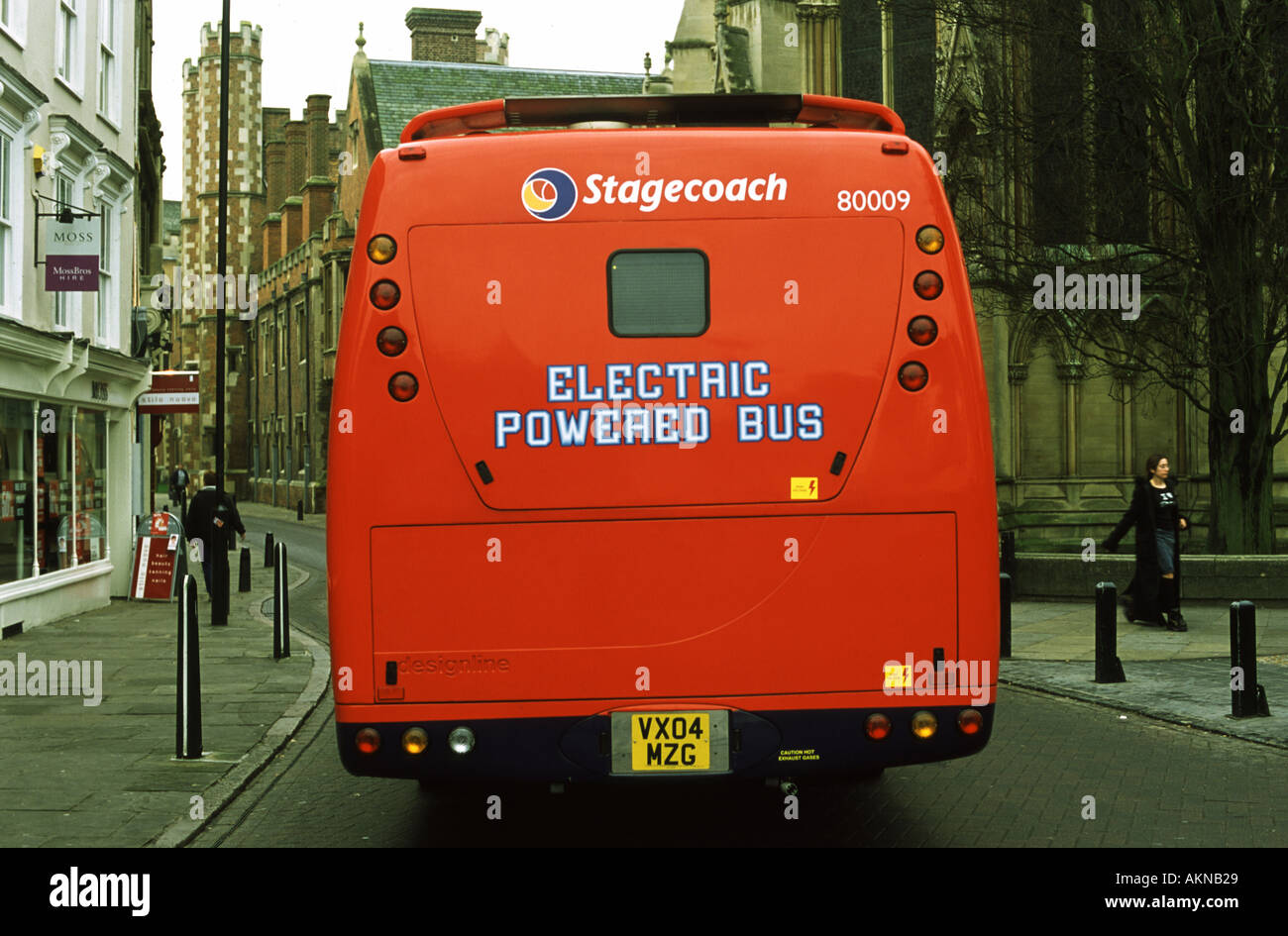 Electric Bus in Cambridge Stock Photo