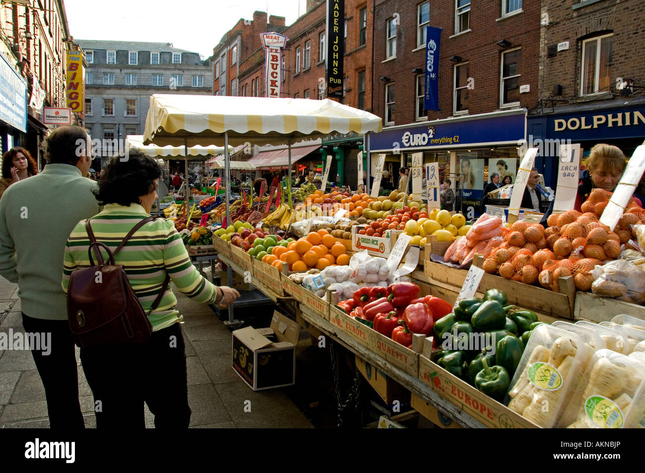 The famous Moore Street fruit and vegetable market in Dublin City centre Ireland Stock Photo Alamy