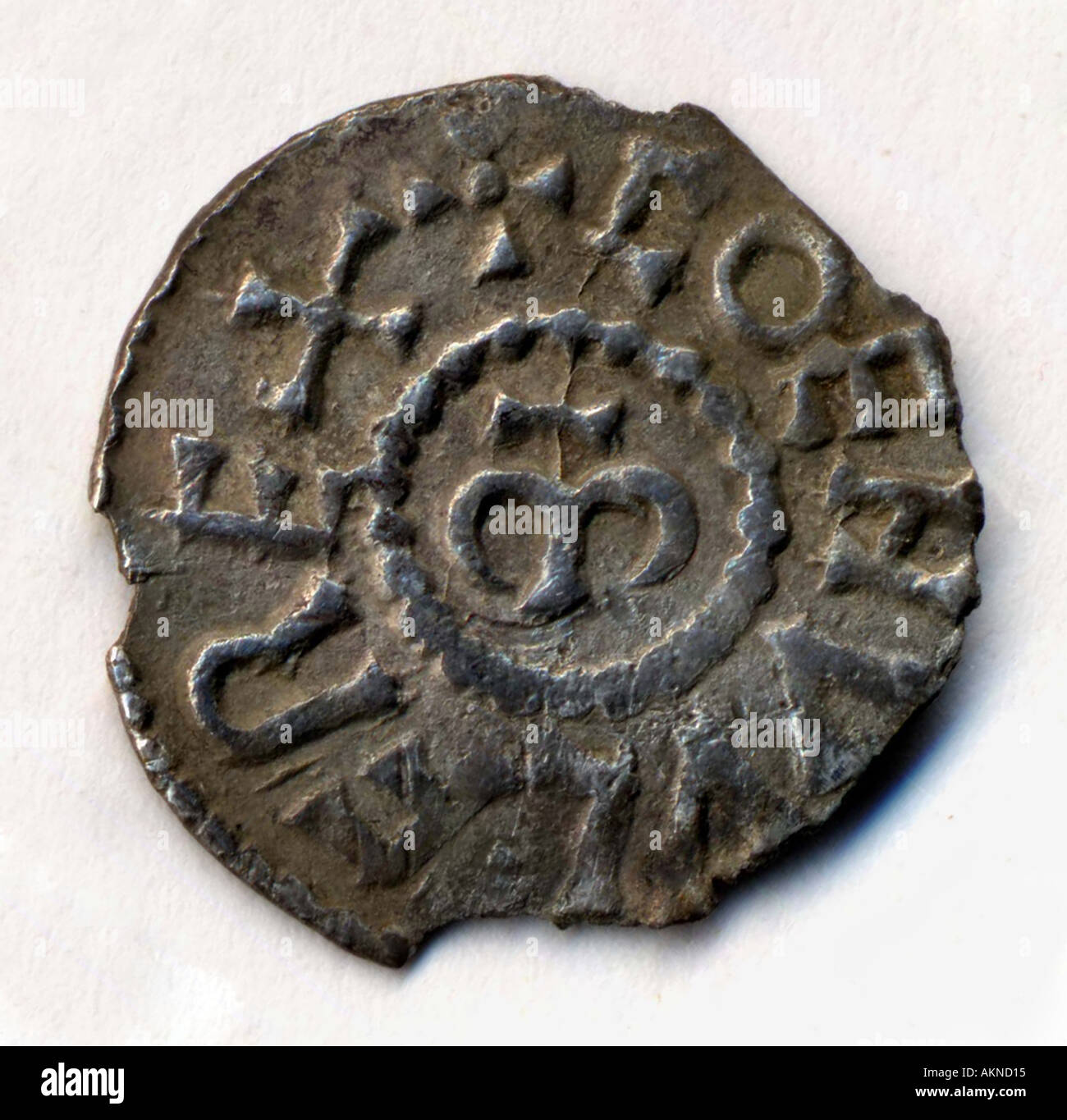Silver Coin of Coenwulf 796 821 AD. money.treasure.history.archaeology.Vikings Stock Photo