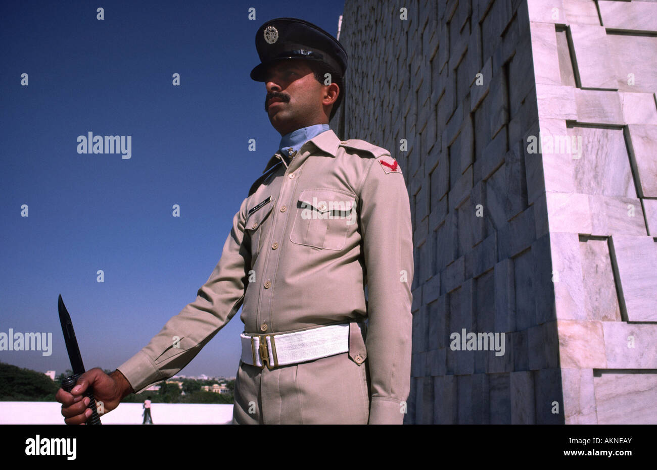 Guard at Quaid-i-azam mausoleum where Founder of Pakistan Mohammed Ali ...
