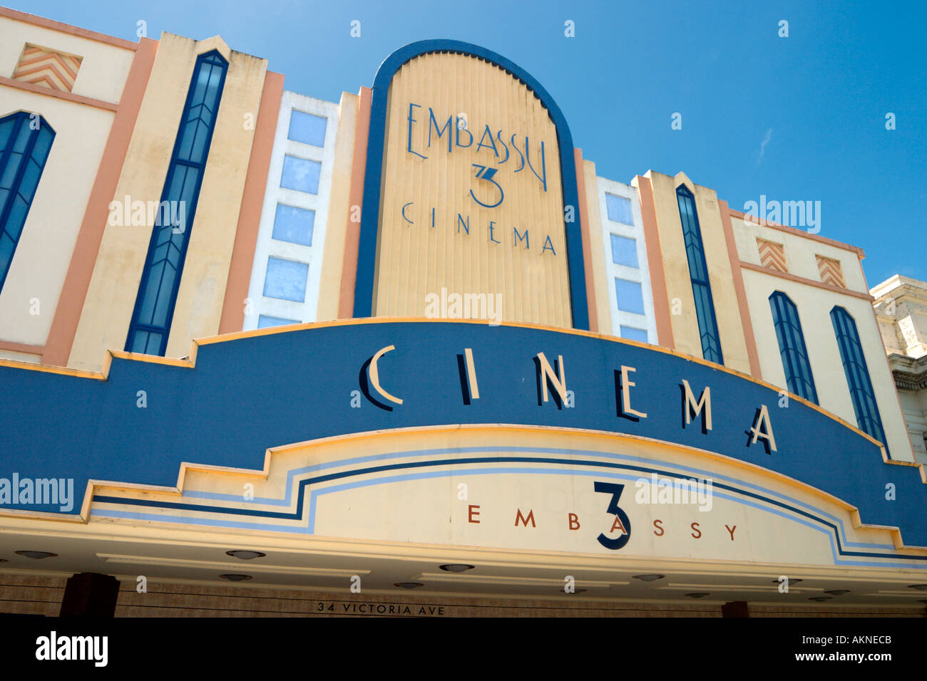 Art Deco Embassy Cinema on Victoria Avenue in the town centre, Wanganui, North Island, New Zealand Stock Photo