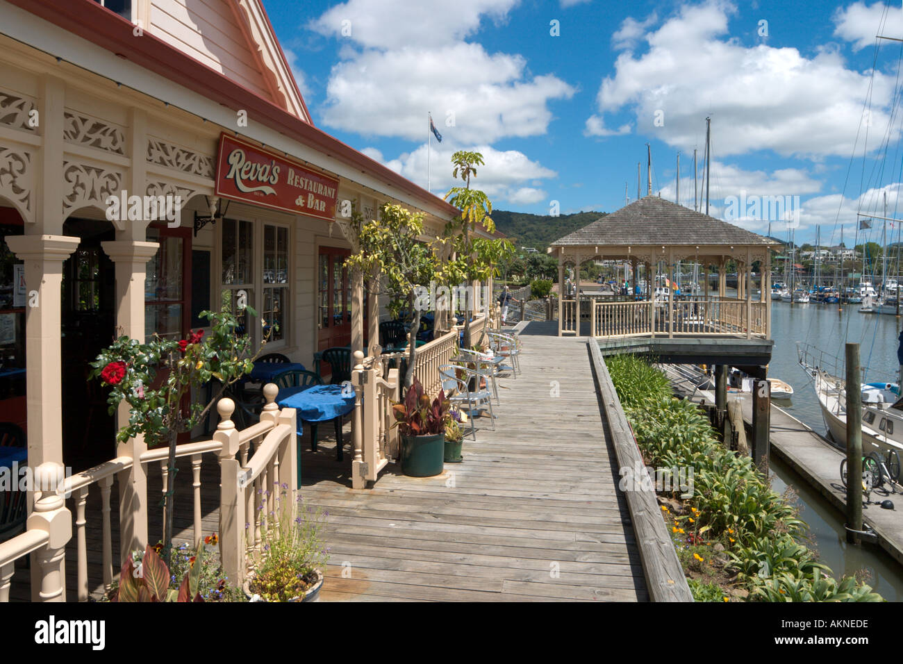 Traditional restaurant in the Town Basin, Whangarei, Northland, North Island, New Zealand Stock Photo