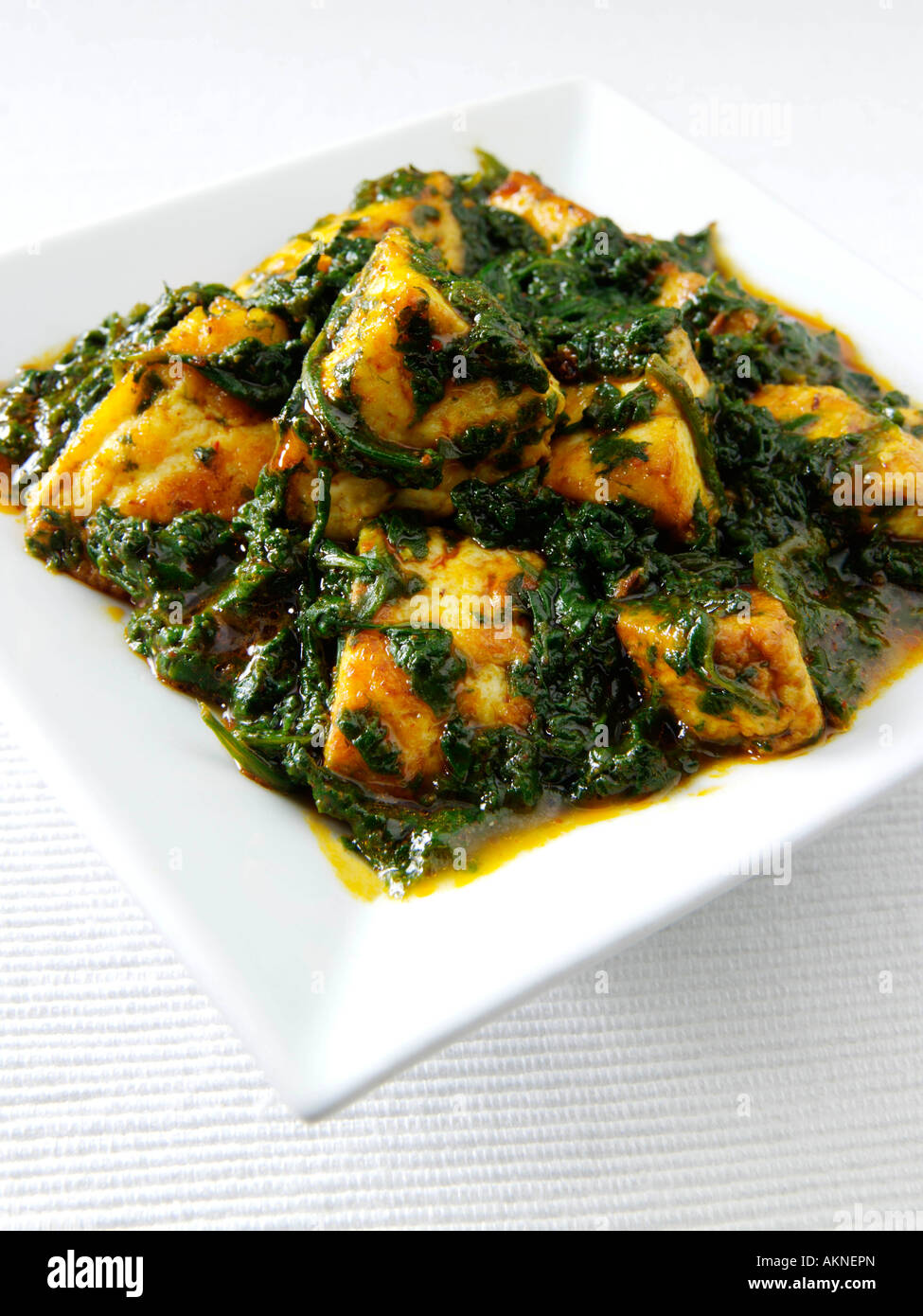 A dish of spicy Indian palak paneer editorial food Stock Photo