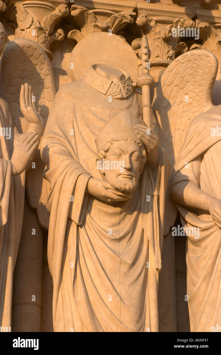 Statue of Saint Denis Notre Dame Paris France Stock Photo Alamy