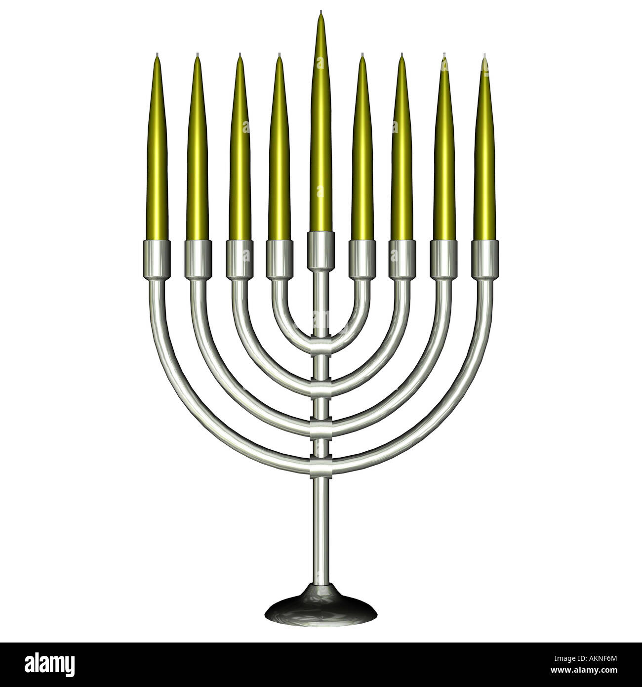 Illustration of a Menorah with golden candles Stock Photo Alamy