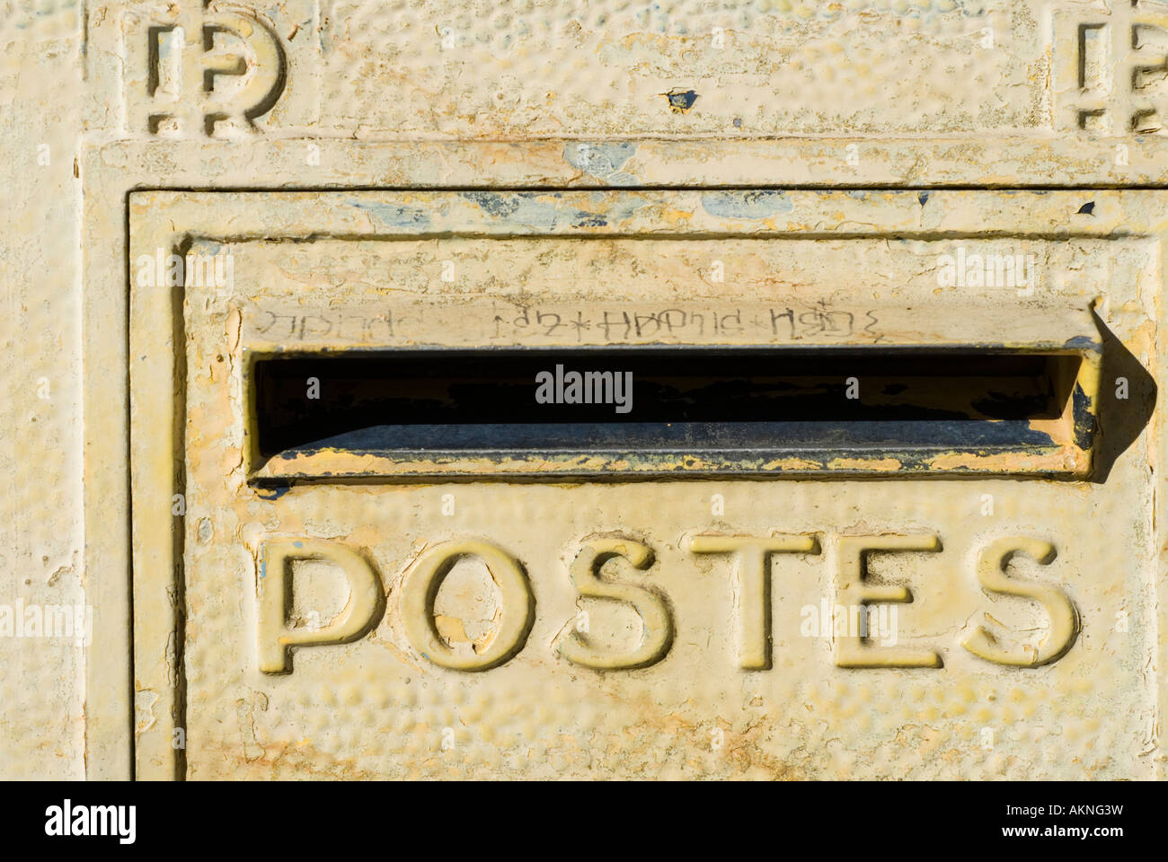 Stock Photo of a French letter box The image shows a close up shot of a typical mailbox in