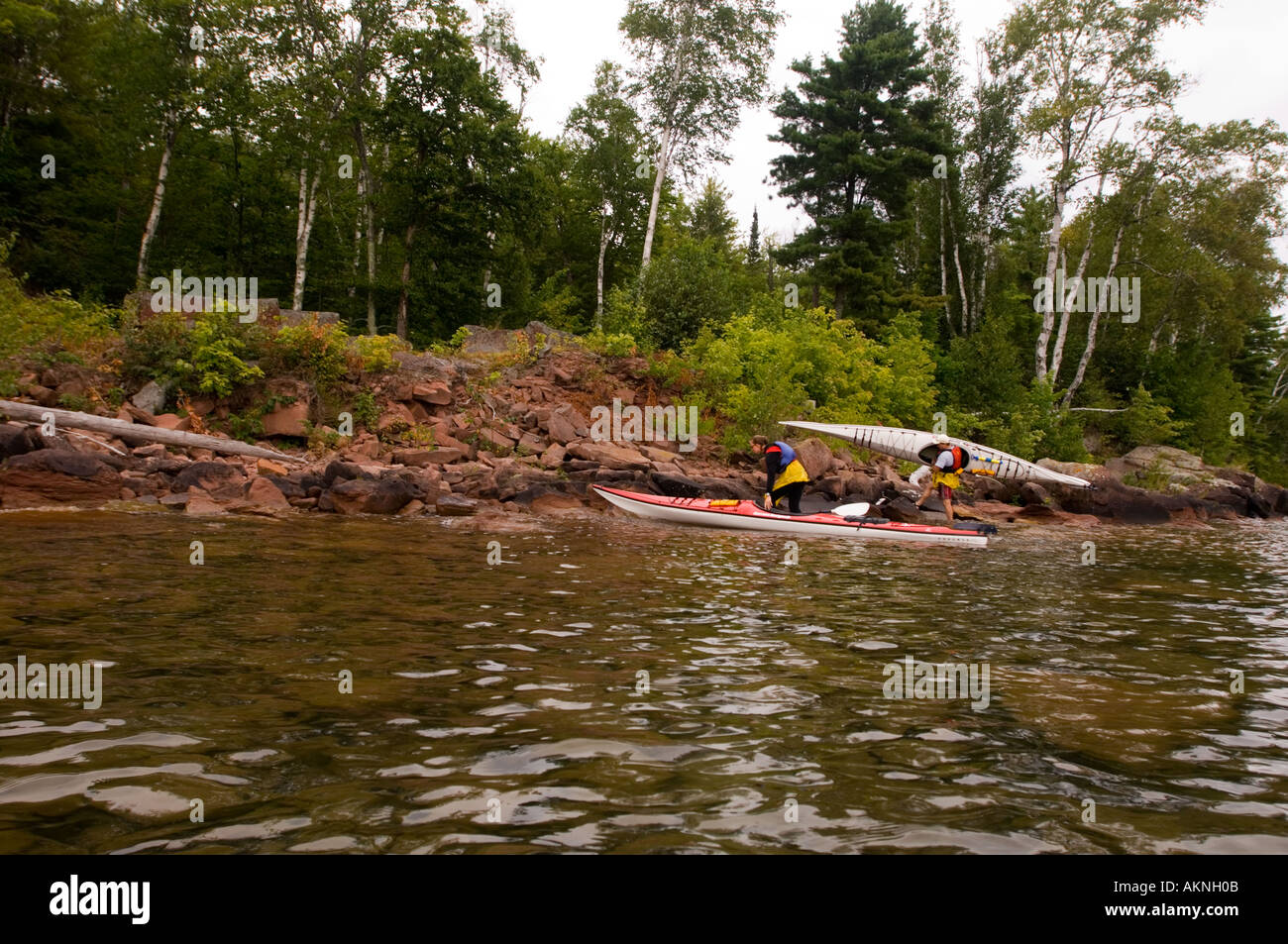 Kayaking kayakers kayaks adventure apostle islands hires stock