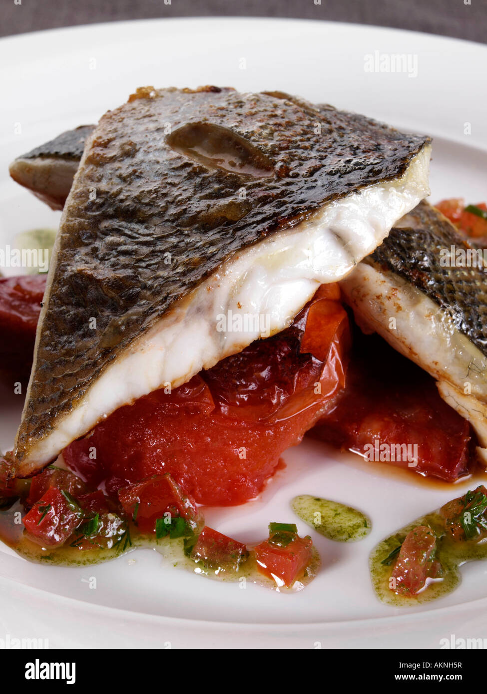 Sea Bass gourmet seafoods editorial food Stock Photo - Alamy