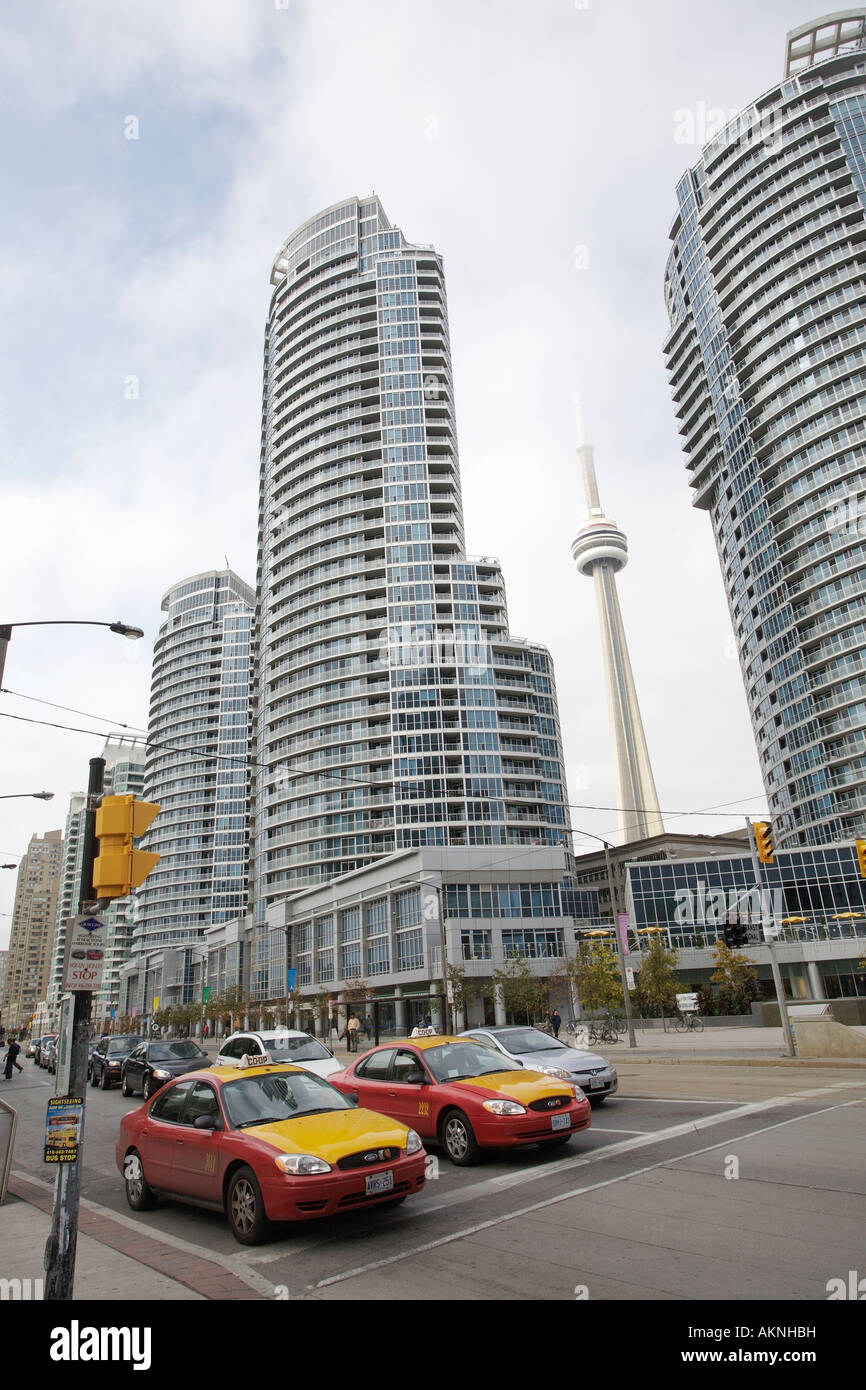 CN Tower and taxi cabs. Toronto Canada Stock Photo Alamy