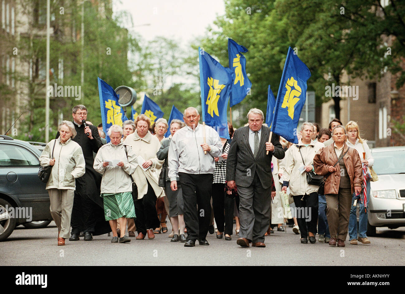 Supporters of the Catholic Action, a Polish right-wing catholic organisation, Poznan, Poland Stock Photo