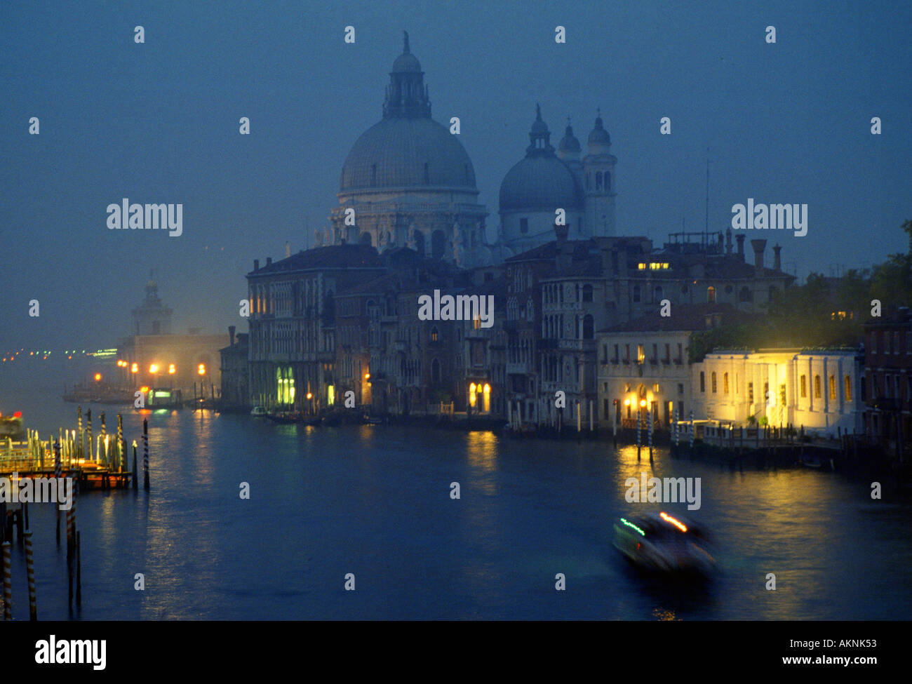 The Grand Canal at dusk in Venice Italy Stock Photo