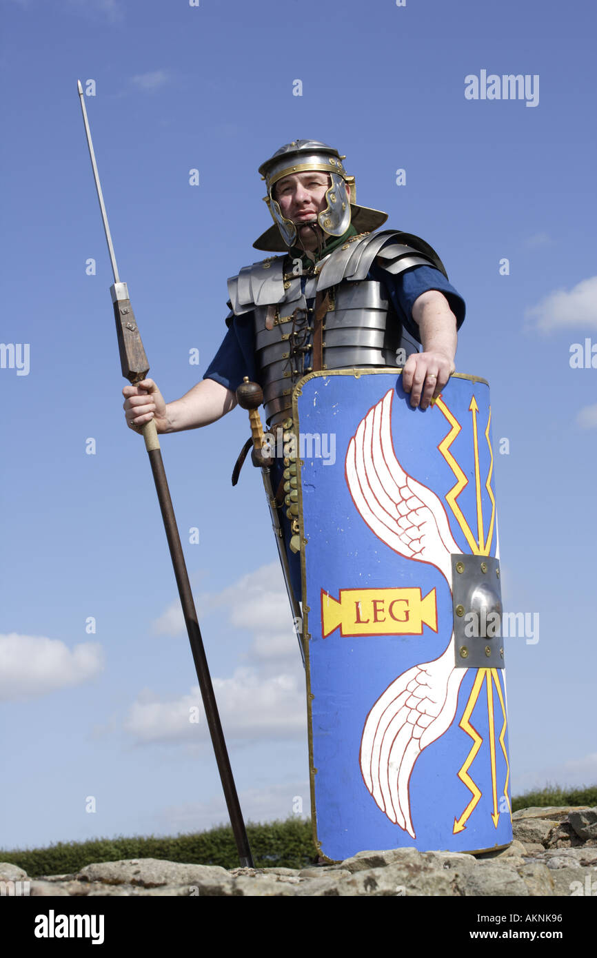 Corbridge Hadrian Wall Roman soldier with scutum shield javelin Stock ...