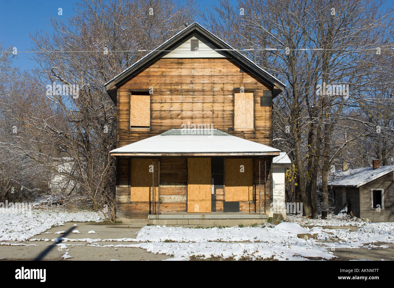 Boarded up house in Flint Michigan USA Stock Photo