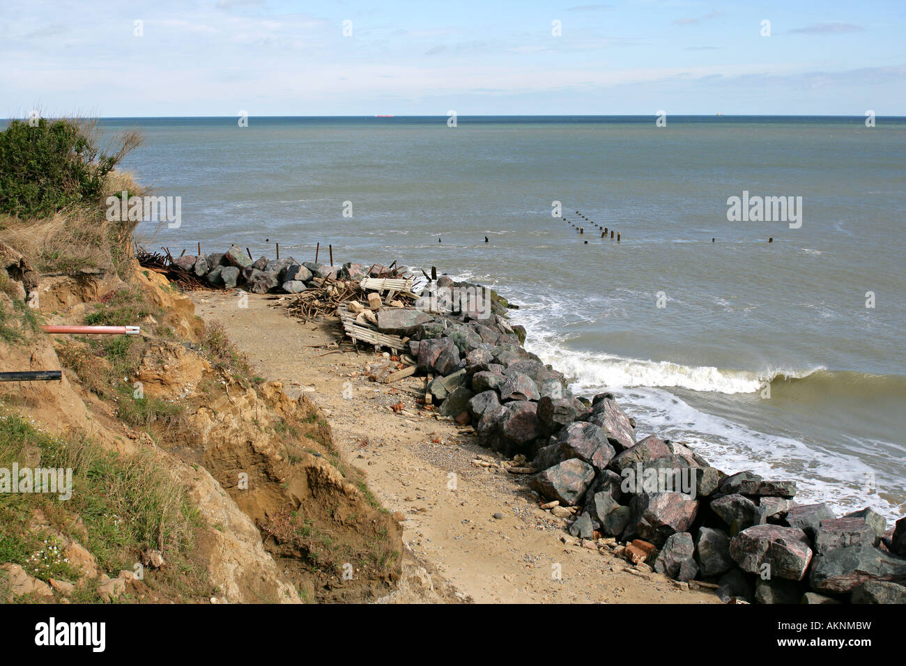 Sea Cliff Erosion defences at Happisburgh North Norfolk UK Stock Photo ...