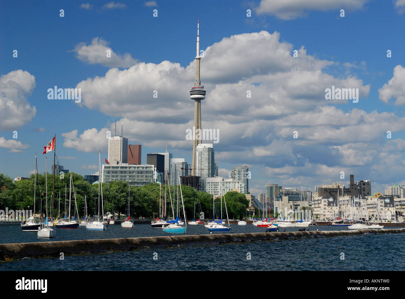 Moored sailboats at National and Alexandra Yacht Clubs Toronto Lake Ontario Stock Photo