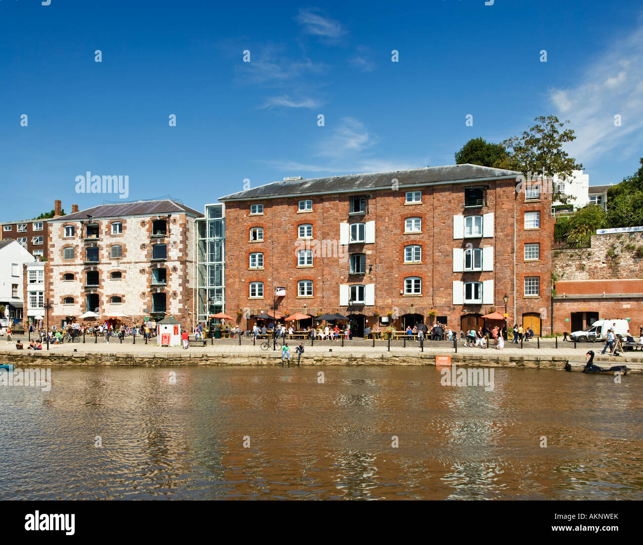 Converted warehouse apartments in the Quay area, Exeter, Devon, UK Stock Photo