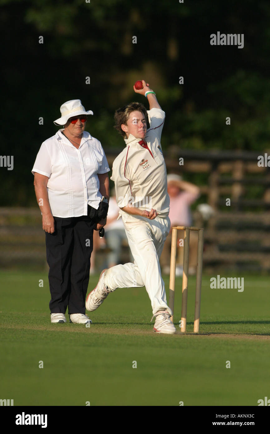 bowler bowling a cricket ball Stock Photo Alamy