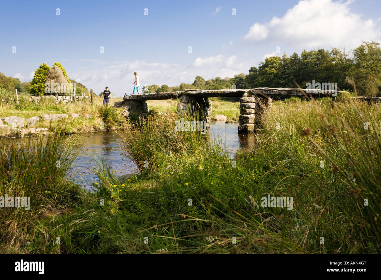 Ancient Clapper Bridge at Postbridge Dartmoor Devon UK Stock Photo - Alamy