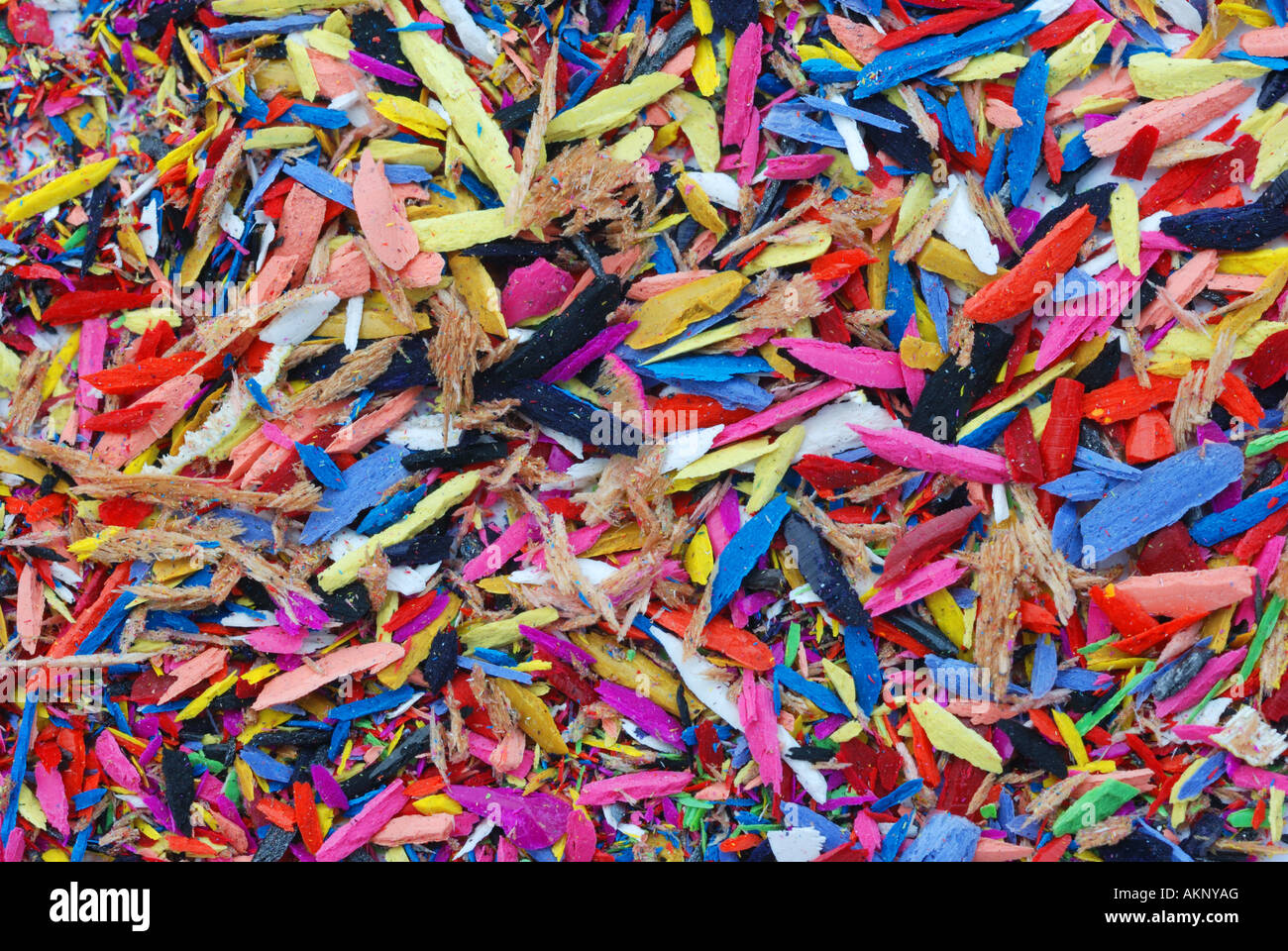 Pencil shavings from coloured pencils Stock Photo