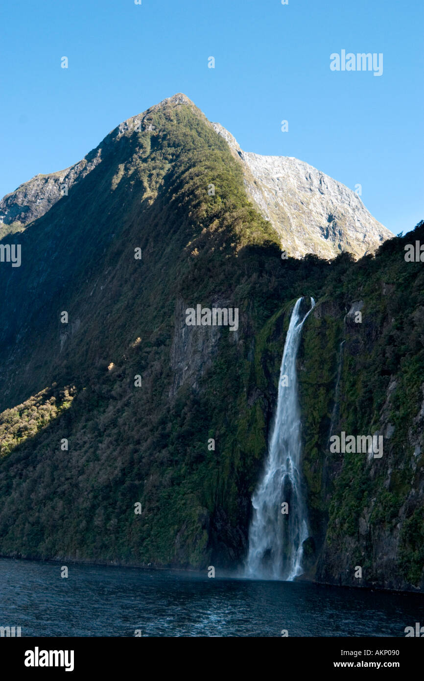 Stirling Falls, Milford Sound, Fiordland National Park, South Island, New Zealand Stock Photo