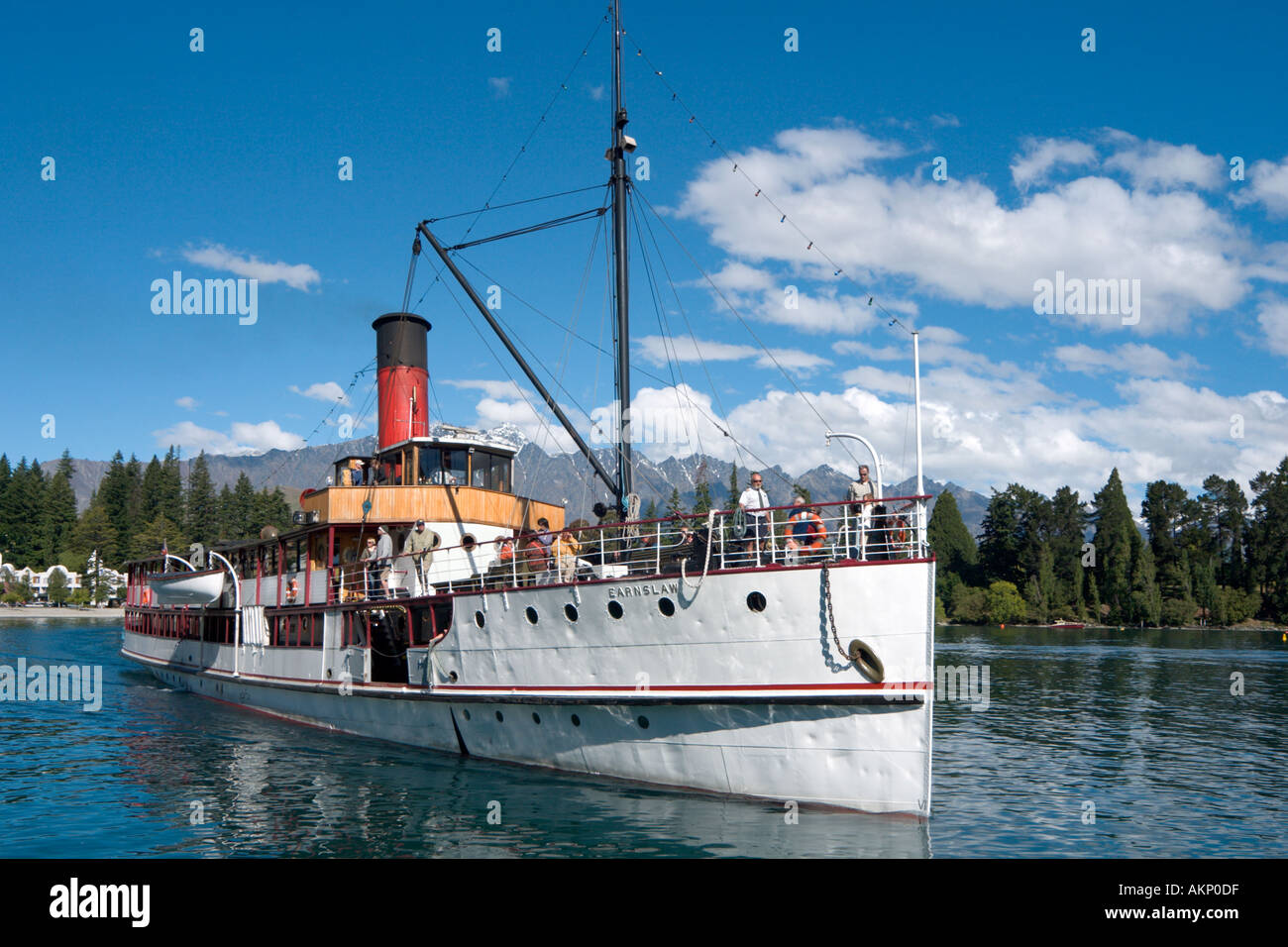 The steamship SS Earnslaw on Lake Wakatipu, Queenstown, South Island, New Zealand Stock Photo