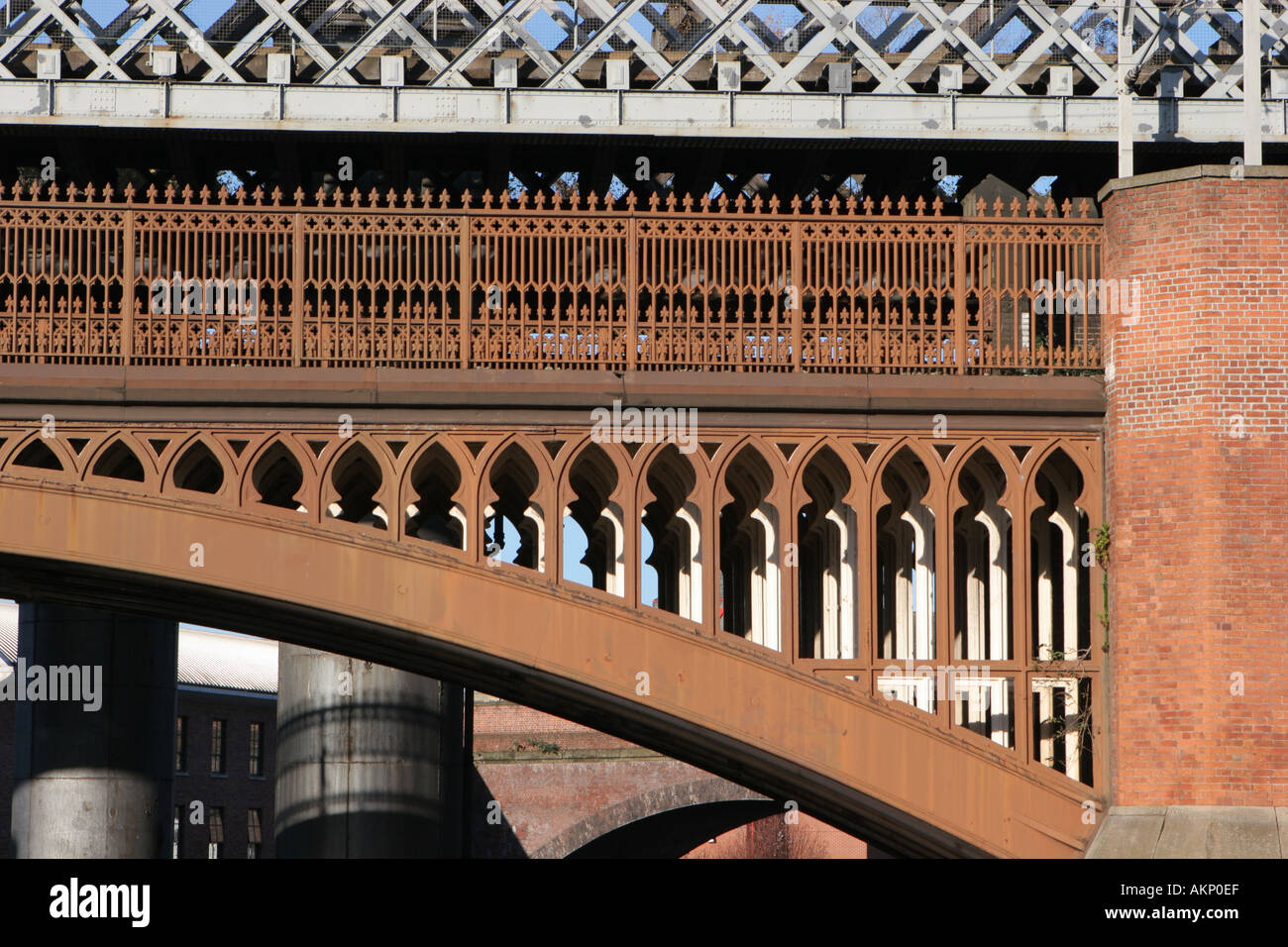 Detail of viaduct Castlefield Manchester UK Stock Photo