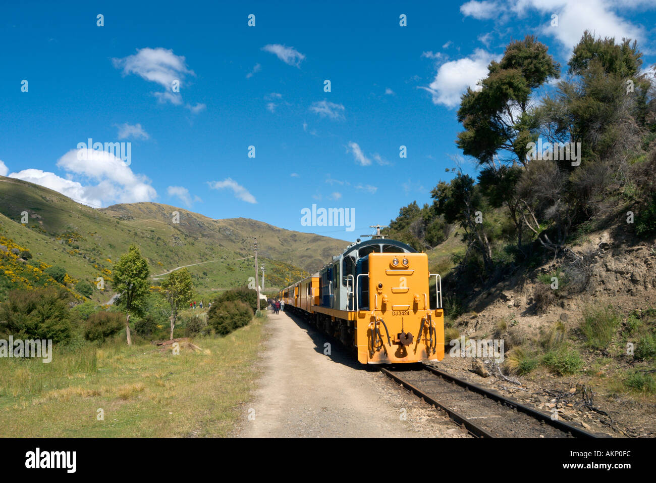 Taieri Gorge Railway from Dunedin, Otago, South Island, New Zealand Stock Photo