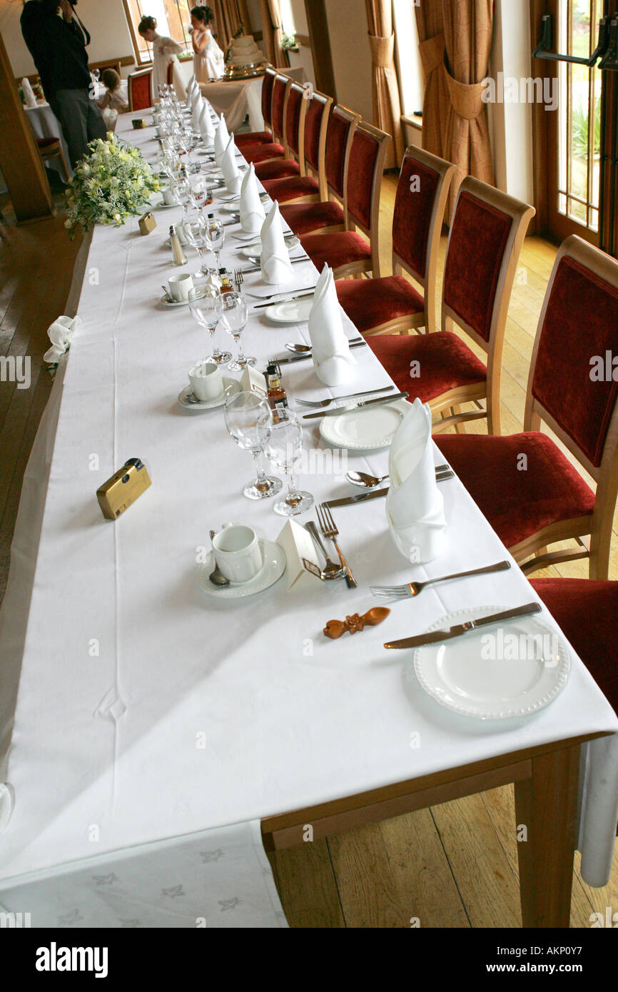 A Traditional Top Table At A Uk Wedding Reception Before Guest