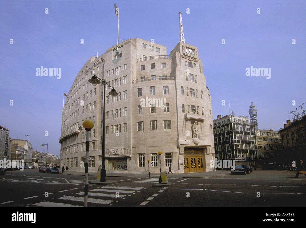 BBC Broadcasting House in 2004, corner of Langham Place and Portland Place, London W1 Stock Photo