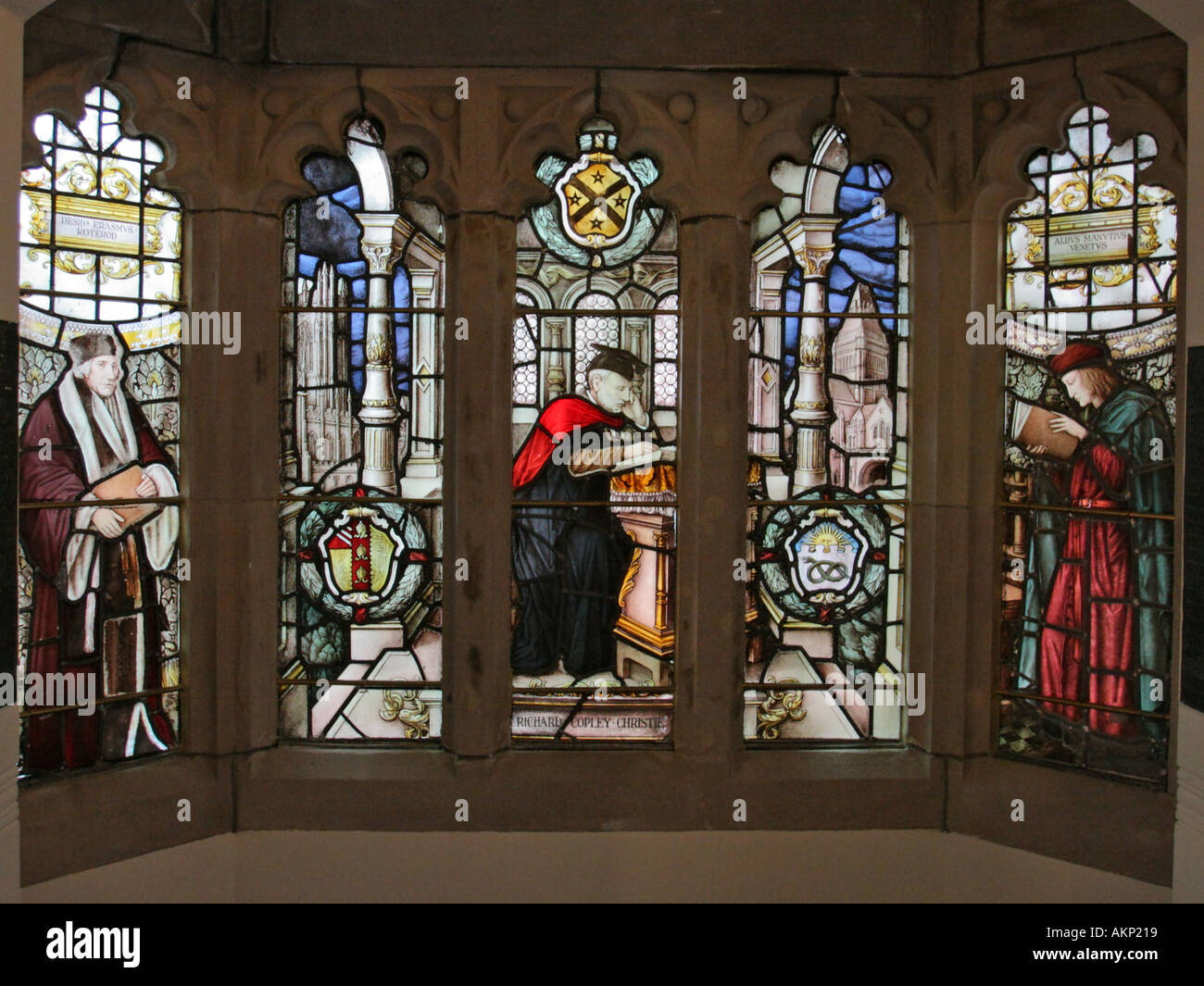 Stained glass window Christie Building University of Manchester UK