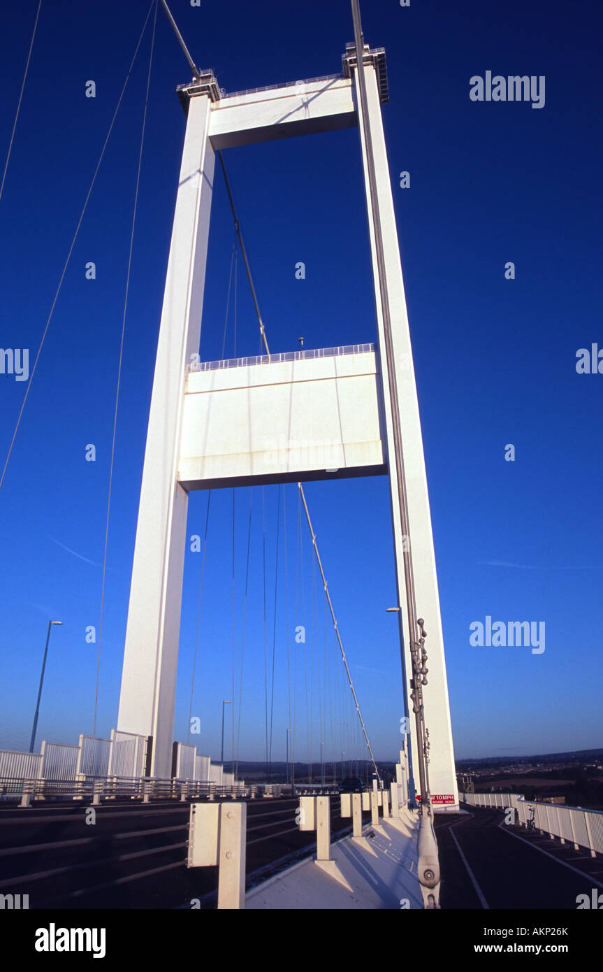 river severn crossing old suspension bridge M48 into wales uk gb Stock