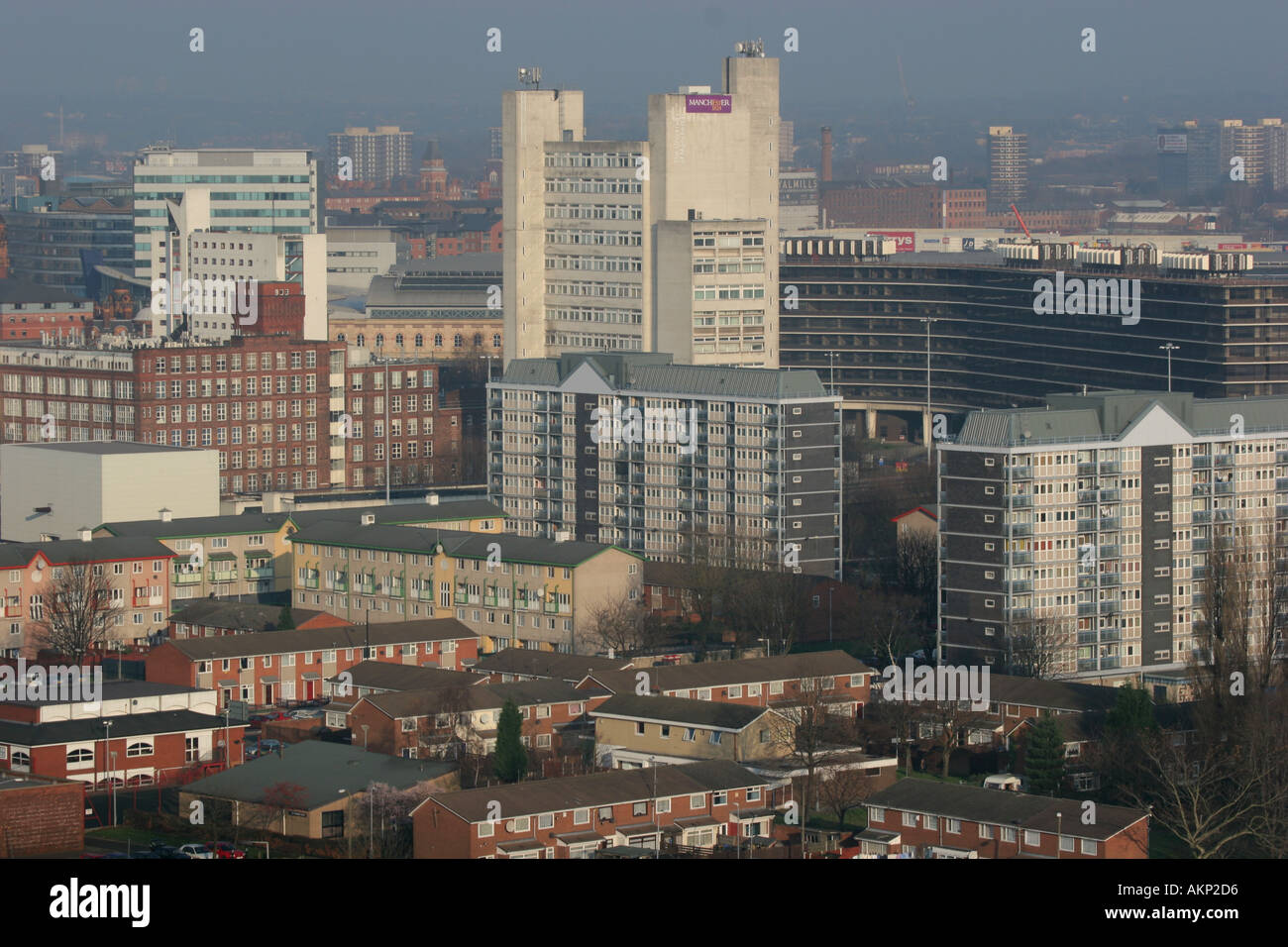 Aerial view of area around Sackville Street University of Manchester and Piccadilly Manchester UK Stock Photo