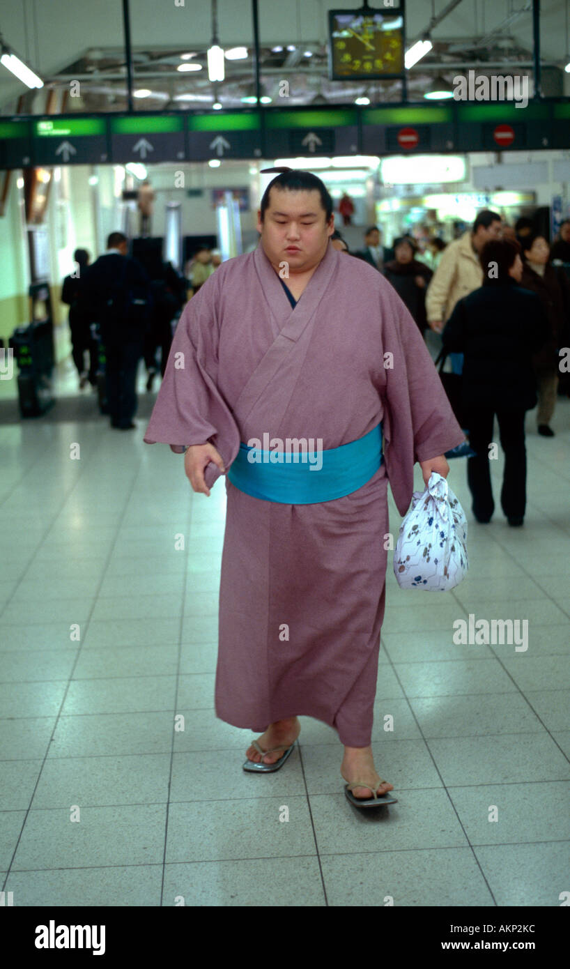 Sumo wrestler off duty, Tokyo, Japan Stock Photo