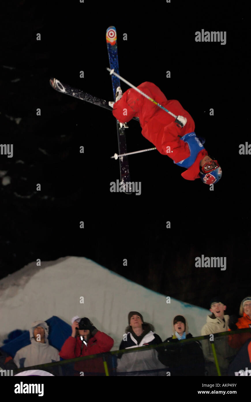 Simon Dumont of Bethel Maine gets big air at the 2007 ESPN Winter X Games 11 Men s Skiing Superpipe Final in Aspen, CO, USA Stock Photo