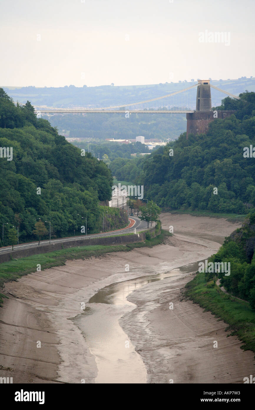 The river Avon at low tide with visible mud banks and Clifton