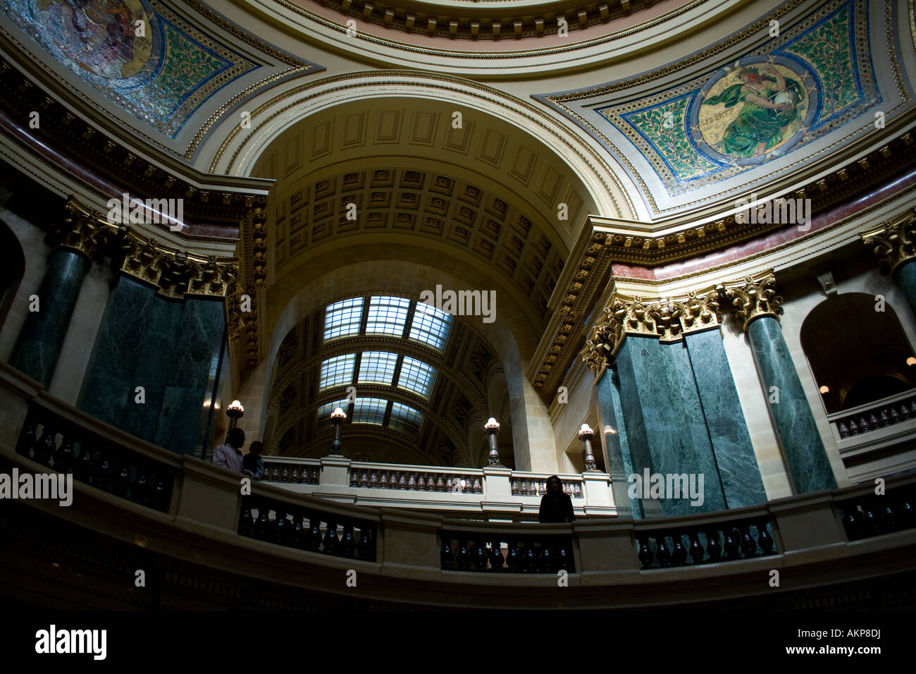 Interior, rotunda inside the capitol building Madison Wisconsin Stock