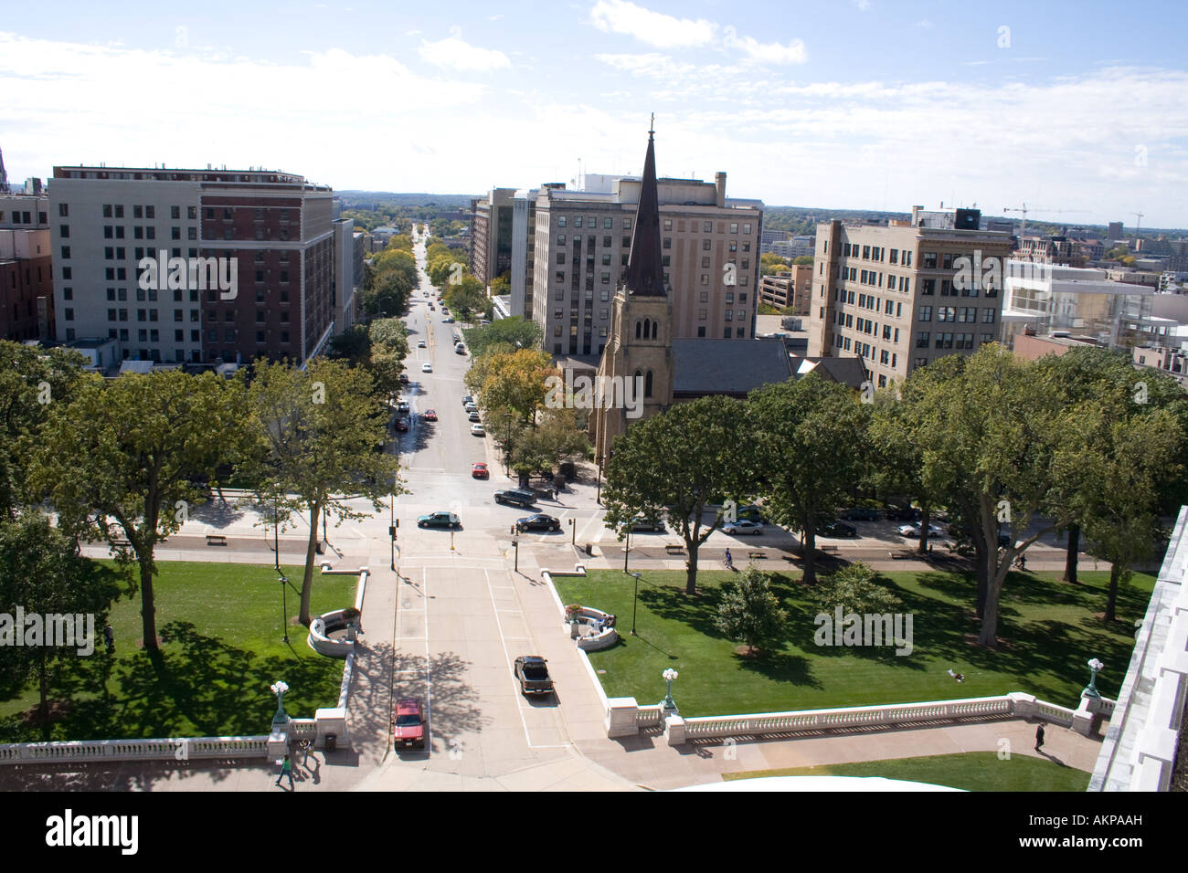 View from the state capitol, Madison, Wisconsin. Stock Photo