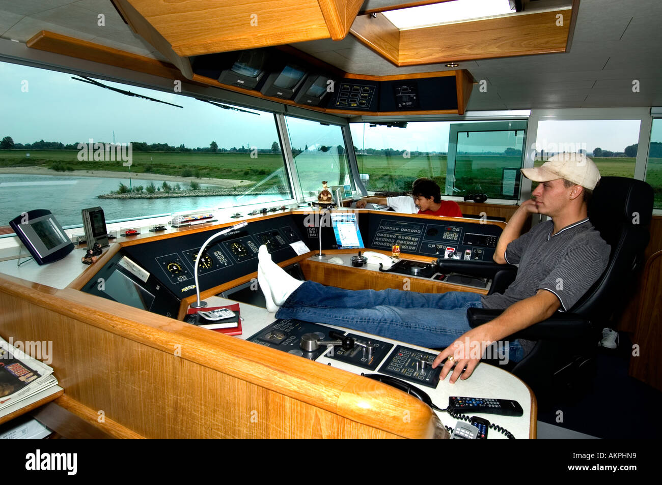 Rhine Germany Netherlands Captain Boat Vessel Captain pilot house