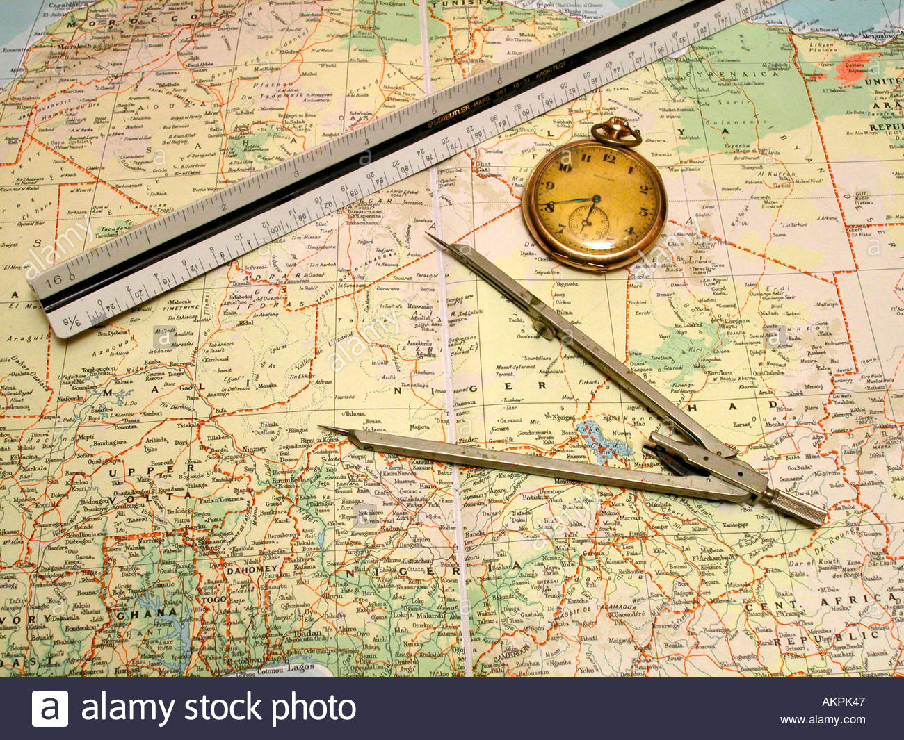 Old Map With Navigation Tools AKPK47 