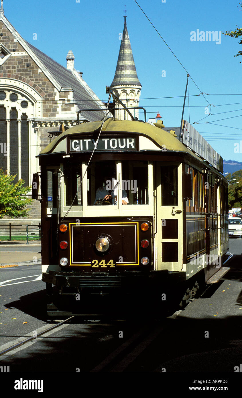 Christchurch restored city tram Stock Photo