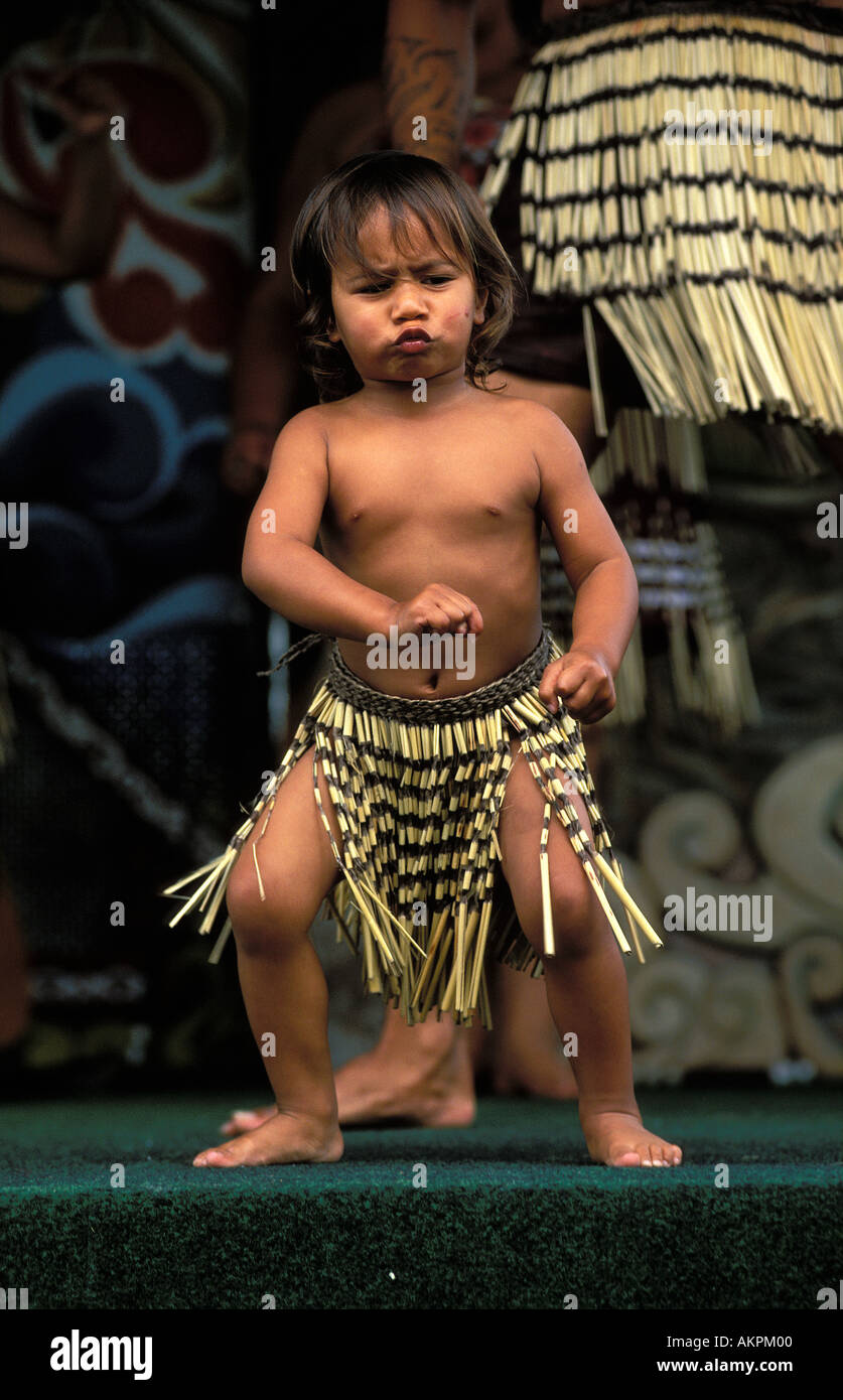 Rotorua Maori dance show last of a 4 picture sequence Stock Photo