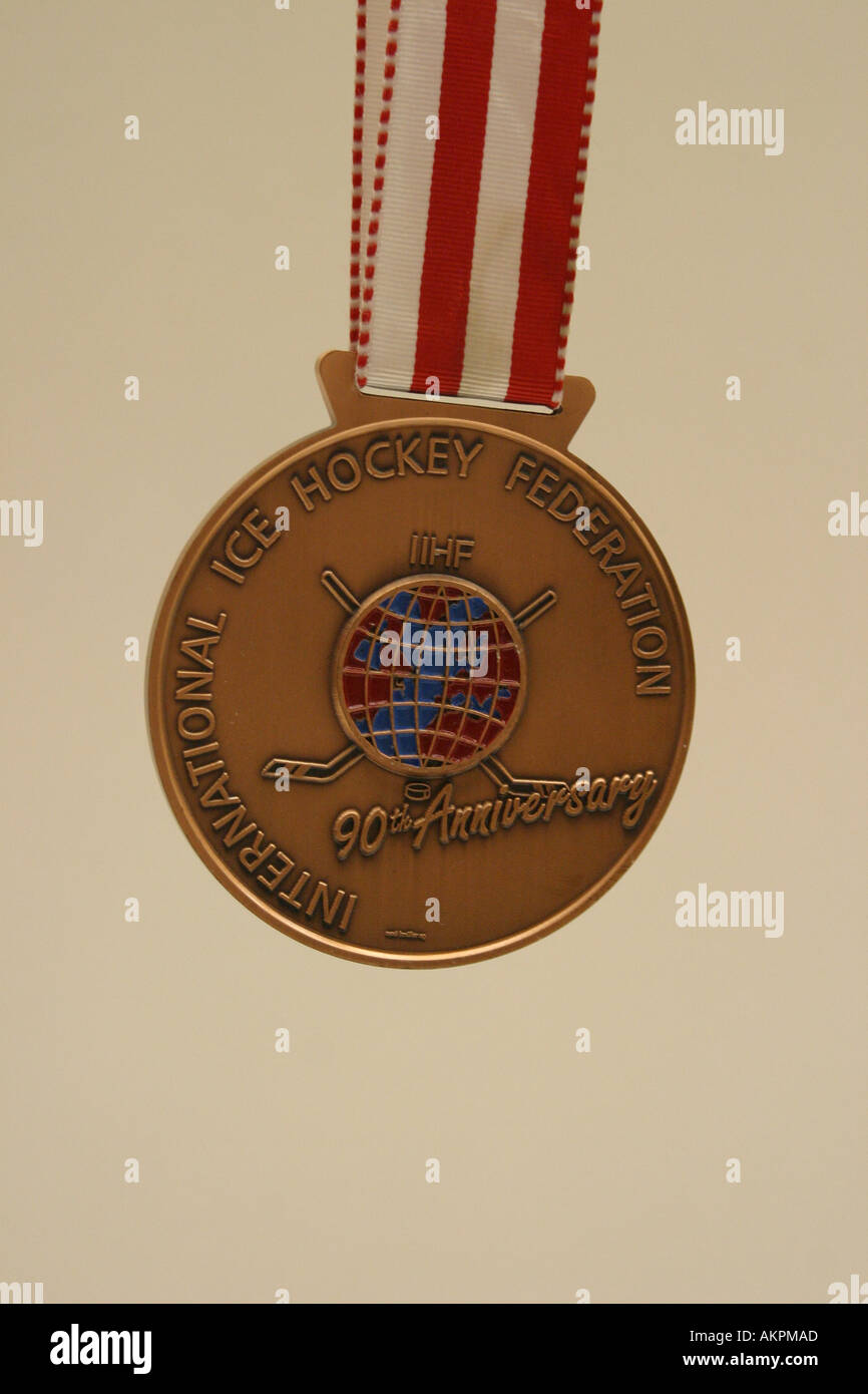 International Ice Hockey federation 90th anniversary medal Stock Photo