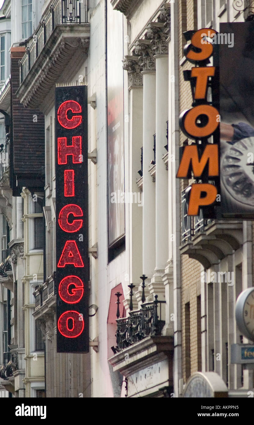 Stomp and Chicago advertised on the Strand in Central London Stock