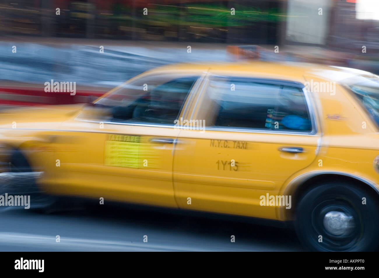 New York City Taxi Cab In Motion Stock Photo - Alamy