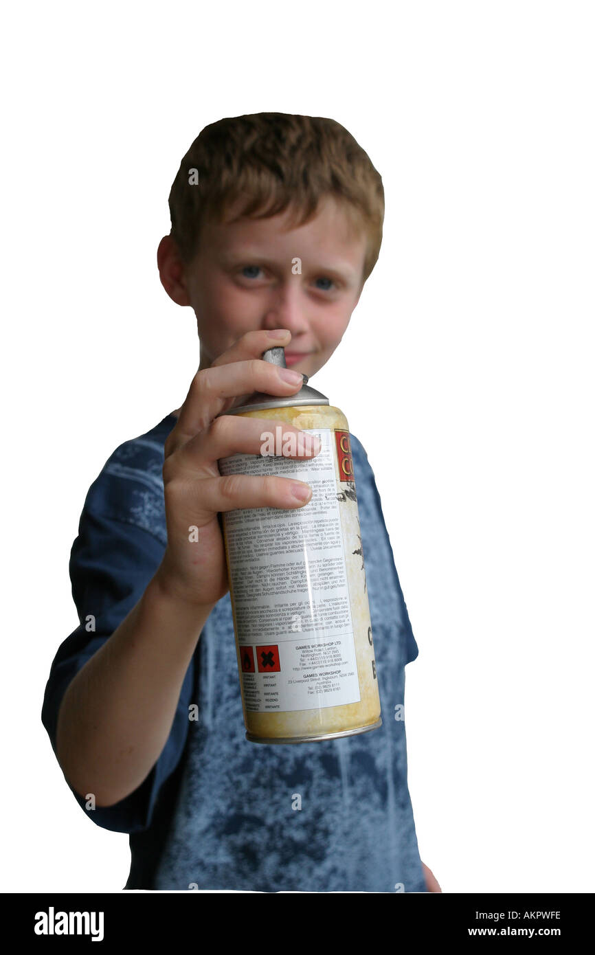 boy holding a spray paint can Stock Photo Alamy